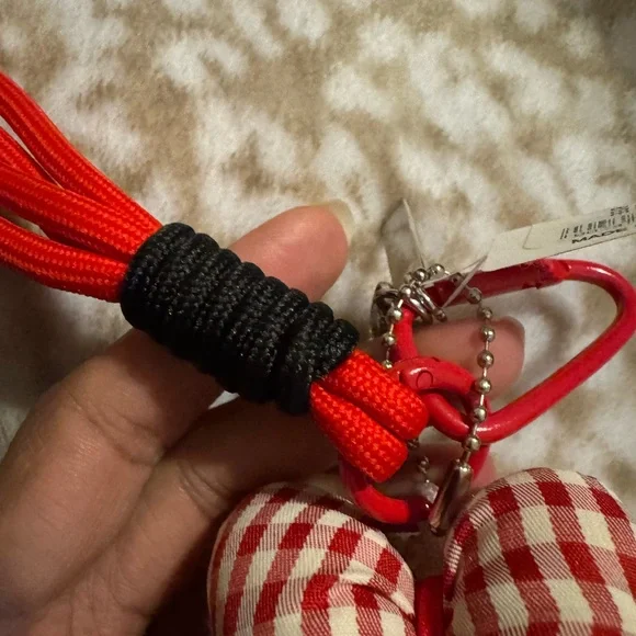 NWT Simply Southern Pink Teddy Bear Keychain with Red Pouch - Picture 5 of 6